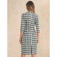 thumbnail image 3 of DARING DIVA Vintage Houndstooth 3/4 Sleeve Bodycon Dress XS Black, 3 of 6