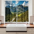 thumbnail image 2 of Ambesonne Mountain Kitchen Curtains, Trees Rivers Clouds Print, 55"x30", Pale Azure Blue and Green, 2 of 3