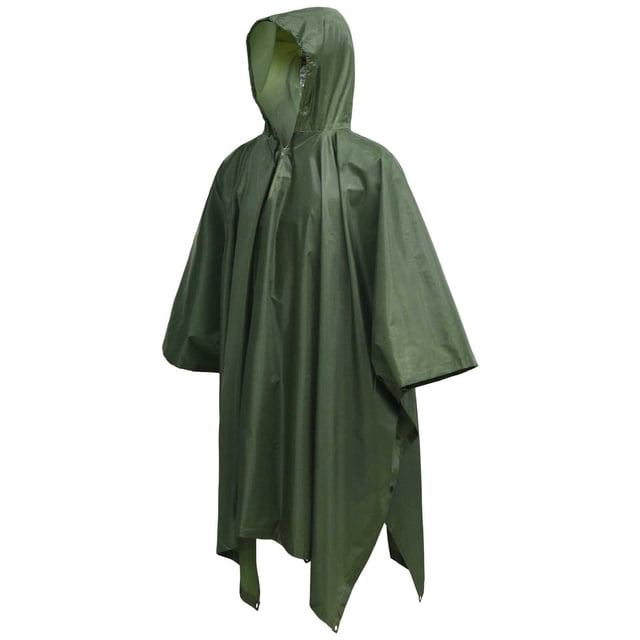 MIASHUI Poncho Imperméable Léger Réutilisable avec Capuche pour Randonnée et Activités Extérieures, Vert, Taille Unique