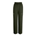 thumbnail image 6 of Wide Leg Cargo Pants Women Cargo Pants High Waist Straight Leg Cargo Pants With Zipper Pockets Cargo Sweatpants Women Green S, 6 of 7