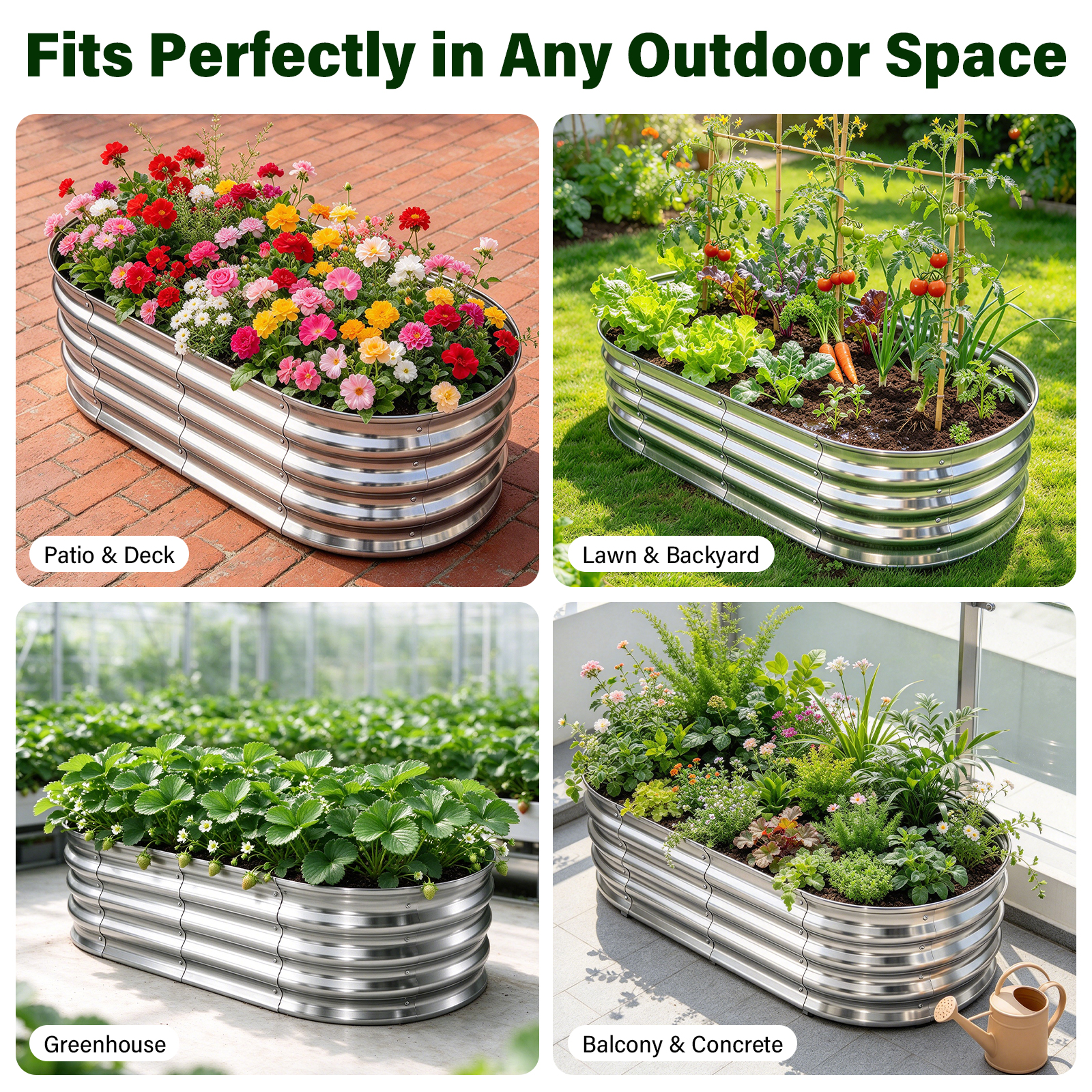 HGD 2-Piece Galvanized Metal Raised Garden Beds, Silver photo 7