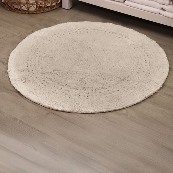 Home Weavers Classy 100% Cotton Tufted Round Bath Rug, Soft & Absorbent, Machine Washable, 30" Round, Ivory