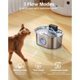 thumbnail image 3 of Fuente de agua para gatos Emdoro inalámbrica, de acero inoxidable, 3,2 L, 3 of 9