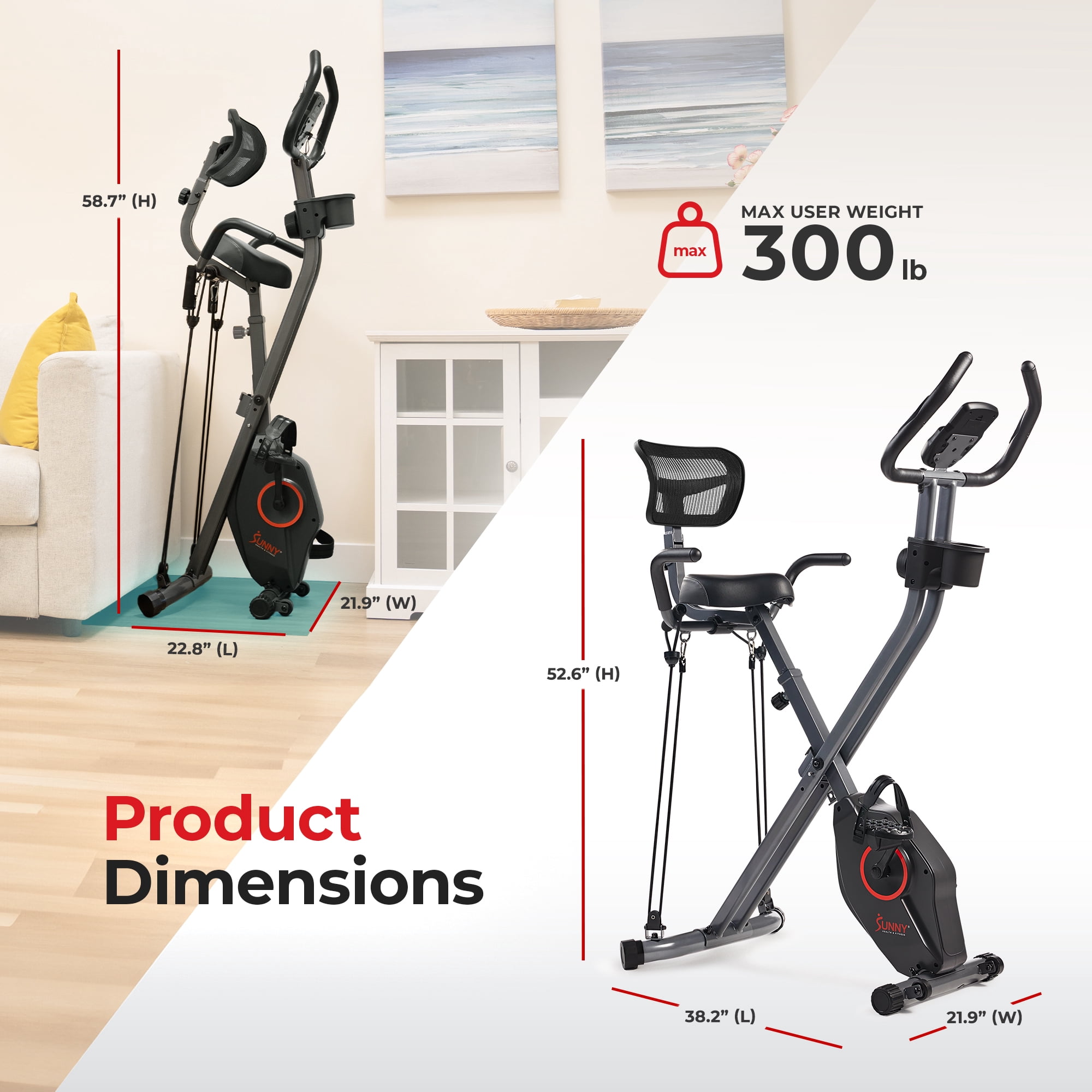 Sunny Health & Fitness Full Body Foldable Magnetic X-Bike Pro w Bluetooth & Free SunnyFit® App Membership - SF-B223012