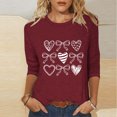 thumbnail image 2 of BLVB Womens 3/4 Sleeve Crew Neck Valentine T Shirts Heart Printed Graphic Basic Tee Tops Spring Fall Fashion Shirts, 2 of 5