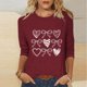 thumbnail image 2 of RKSTN Valentines Gift 3/4 Length Sleeve Womens Tops Oversized Crewneck Valentine Day Loves Heart Graphic Print Short Sleeve T Shirt Womens Casual Plus Size Round Neck Three Quarter Sleeve Tee Shirt, 2 of 6