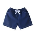thumbnail image 2 of Kids' Solid Color Cotton Shorts, Elastic Waist Comfortable Casual Athletic Pants for Boys and Girls, Perfect for Spring Summer Play, School, Everyday Activities, Breathable and Durable - Blue, 2 of 3