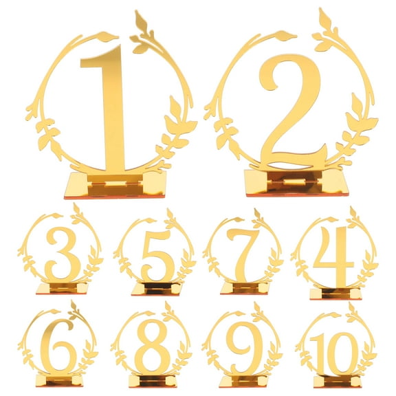 HOMEMAXS Golden Acrylic Table Numbers for Party Use Chic Design and 10 Pieces