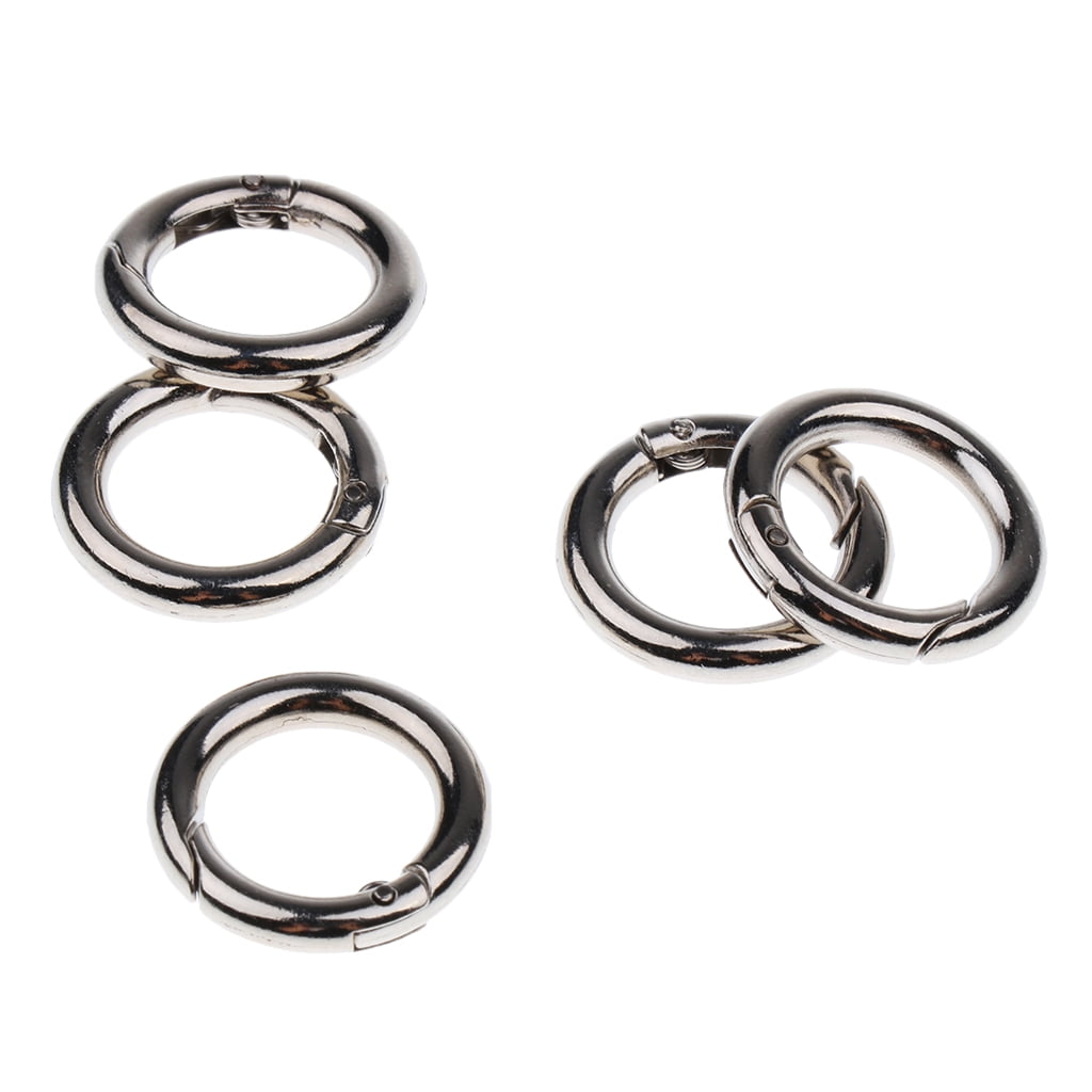 6pc/Kit Mini Silver Circle Round Carabiner Spring Snap Clip Hook Keychain Hiking 
