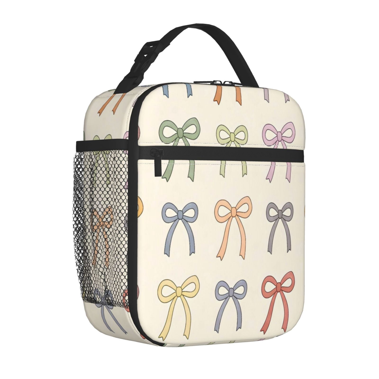 Lunch Bag For Women Men Insulated Portable Lunch Box Bento Box Office Picnic Travel Cooler Bag Colorful Bows (4)