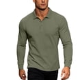 thumbnail image 2 of Men's Long Sleeve Casual Button Up Shirt Classic Collared Tops Solid Daily Business Office Work Travel | JASKFLY,Green XL, 2 of 9