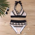 thumbnail image 1 of Acyse 2025 Womens Bikinis Clearance Juniors Fashion Ruffle Conservative Piece Swimsuit Chest Hollow Colorblocking Backless Swimsuit, 1 of 4