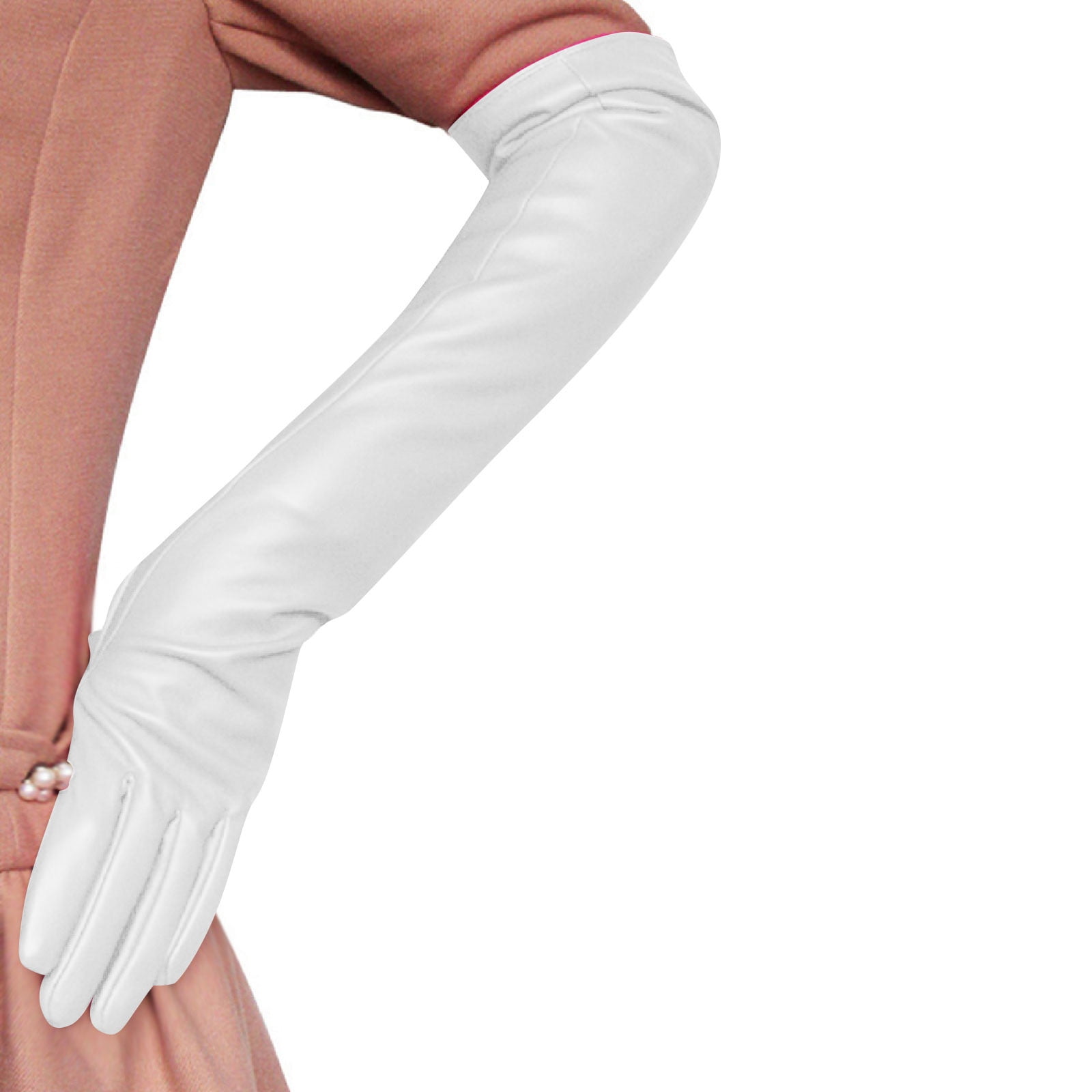 KSCYKKKD Gloves Women Gloves,Lady Solid Faux Leather Full Finger Long
