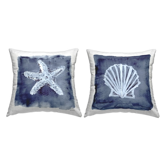 Stupell Industries Sea Life on Indigo Decorative Printed Throw Pillow Design by Patti Bishop.