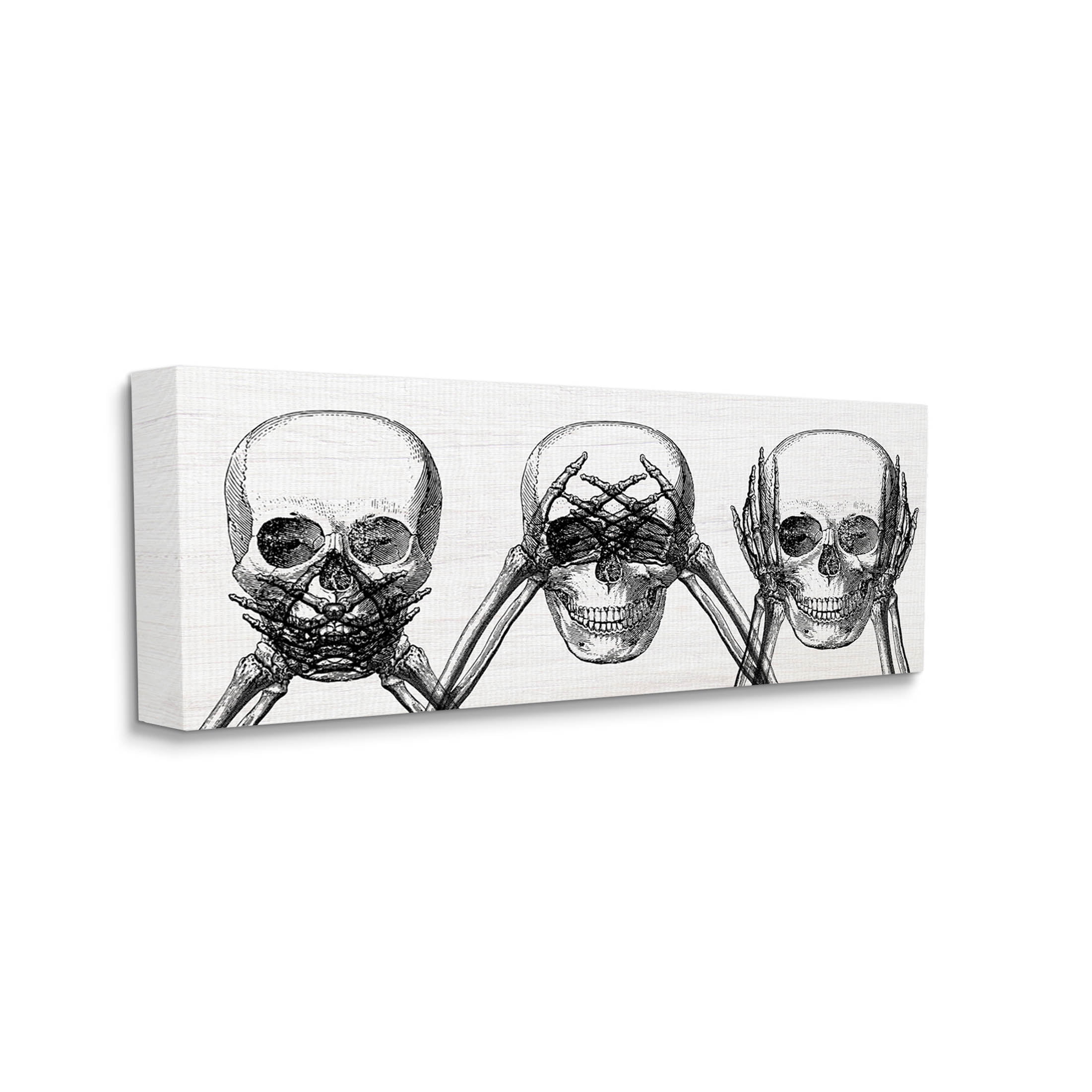 Stupell Industries Speak See Hear No Evil Skulls Graphic Art Gallery Wrapped Canvas Print Wall Art, Design by Lil' Rue