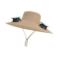 thumbnail image 1 of Sombrero para el sol con abanicos multifuncional para senderismo, camping, ciclismo, pesca y mochilerismo. Caqui, 1 of 9