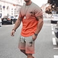 thumbnail image 2 of SHIXIAOO Men's Summer Tracksuit Plus Size Short Sleeve O Neck Athletic Suit Casual Color Block Drawstring Waist Tracksuit Set Stretch Suit Separates Mens Bathing Suit Cover Ups, 2 of 5