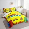 thumbnail image 3 of Manfei Cartoon Truck House Bedding Twin Size,Rainbow Building Block Comforter Sets with Sheets,Bricks Watercolor Gradient Bedding Sets Twin Size,Lightweight Bedroom Decor Reversible,7pcs, 3 of 7