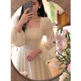 thumbnail image 3 of Vestidos Mujer Túnicas Noche Fiesta Manga Linterna Estilo Aristocrático Cuello Cuadrado Elegante Sencillo Refrescante Ropa Femenina Nuevo, 3 of 6