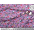 thumbnail image 3 of Soimoi Purple Poly Georgette Fabric Insect,Bird & Floral Artistic Decor Fabric Printed BTY 52 Inch Wide, 3 of 3