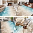 thumbnail image 5 of Teal Ombre Coastal Area Rugs 5'x7', Small Throw Rugs for Laundry Room Playroom, Sea Nautical Summer Beach Starfish Coral Indoor Outdoor Rug Non-Slip Low Pile Carpet Runner Reversible Floor Mats, 5 of 8