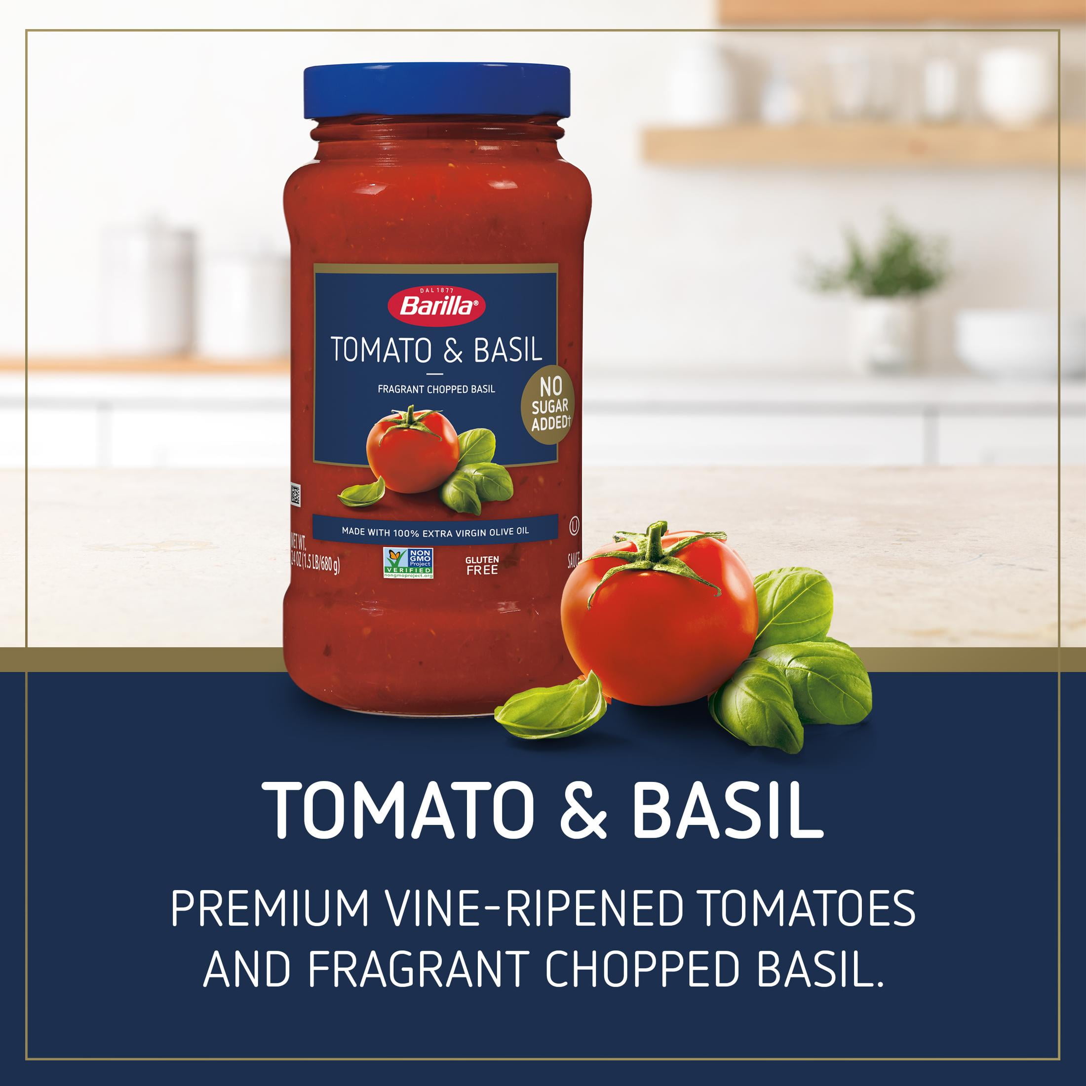 (2 pack) Barilla Pasta Sauce, Tomato and Basil, 24 oz., No Added Sugar, Gluten Free