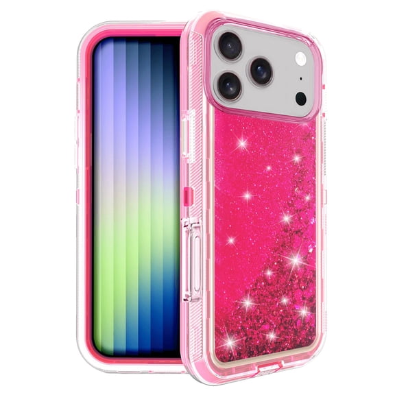 Protective Glitter Liquid Bumper Case for iPhone 17 Pro Max - Pink