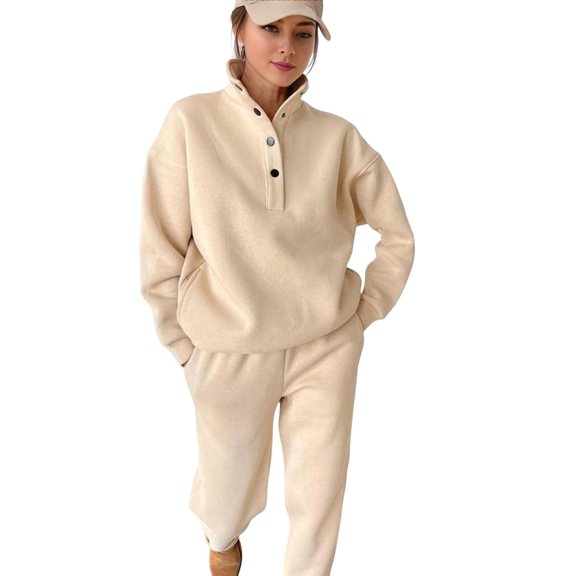 2 Pcs/Set Spring Autumn Women Top Pants Set Stand Collar Long Sleeve Sweatshirt Stretchy High Waist Maximum Comfort Trousers Sport Fitness Tracksuit