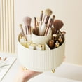 thumbnail image 3 of Schanno Makeup Organizer, 360° Rotating Makeup Brush Holder for Vanity Decor, Bathroom Countertops, Desk Storage Container, Cosmetic Display Case, Beige, 3 of 10