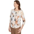 thumbnail image 3 of Alfred Dunner Womens Floral Watercolor Gathered Sleeve Top, 3 of 4