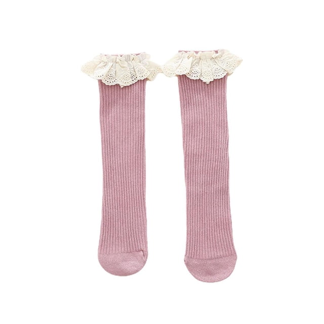 Nuevos Calcetines Para Bebés Y Niñas, Calcetines Hasta La Rodilla Para Niños, Medias Midi De Algodón Con Encaje Para Uso Diario Yuarrent BA001156-07