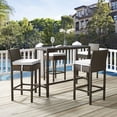 thumbnail image 2 of Contemporary Modern Urban Designer Outdoor Patio Balcony Garden Furniture Bar Side Stool Chair, Set of Four, Fabric Rattan Wicker, Brown White, 2 of 5