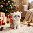 thumbnail image 2 of Fegute Christmas Pet Hat Holiday Accessory for Small Medium Dogs Cats Reindeer Antlers Santa Design Comfortable Wear Adjustable Size Photoshoot Decor, 2 of 6