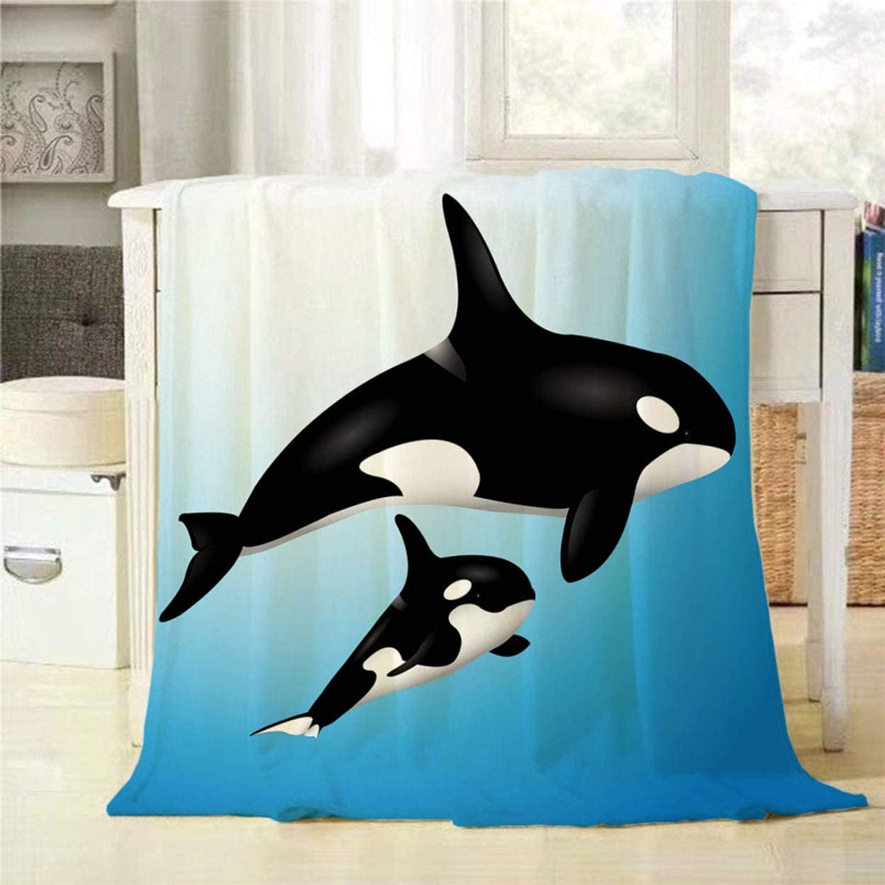 Killer Whale Orca Throw Blanket Ultra Soft Blanket Warm Thin Blanket