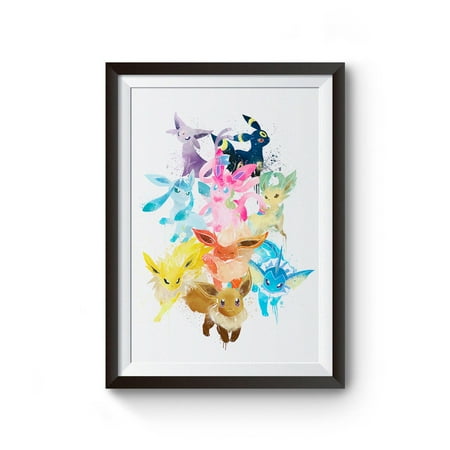 POSTER Evolution Watercolor Print, Anime Watercolor Fanart Poster, Gaming Art Print-UNFRAMED