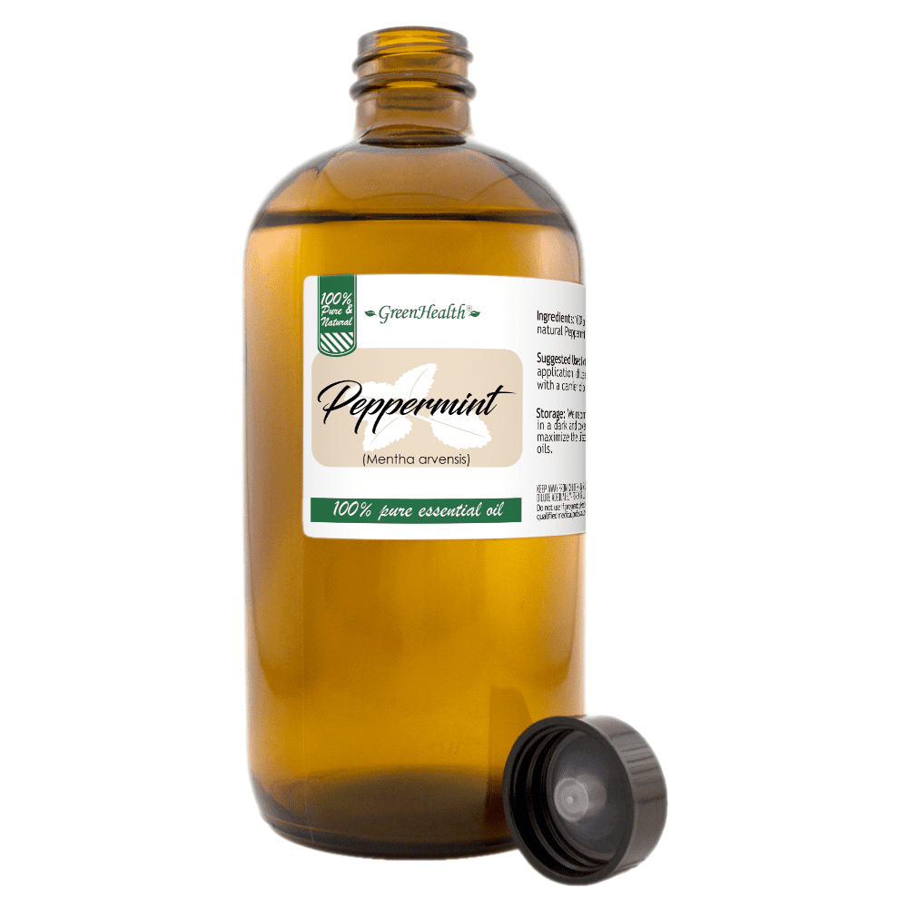 Peppermint Essential Oil - 16 fl oz (473 ml) Glass Bottle w/ Cap - 100% Pure Essential Oil by GreenHealth