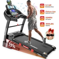 Famistar 5.1HP Folding Treadmill for Home with 15% Auto Incline, 300 LB Capacity, Portable Foldable Treadmill, FREE APP Control, Adjustable iPad Holder, 10MPH Speed, 71 Programs, Knee Strap Gift