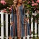 thumbnail image 5 of TaTaai Women Loose Solid Color Long Dress Crew Neck Long Sleeve Mid Calf Design Soft Comfy Polyester Loungewear Dress for Daily Home Lounging Spring Summer Gift, 5 of 7