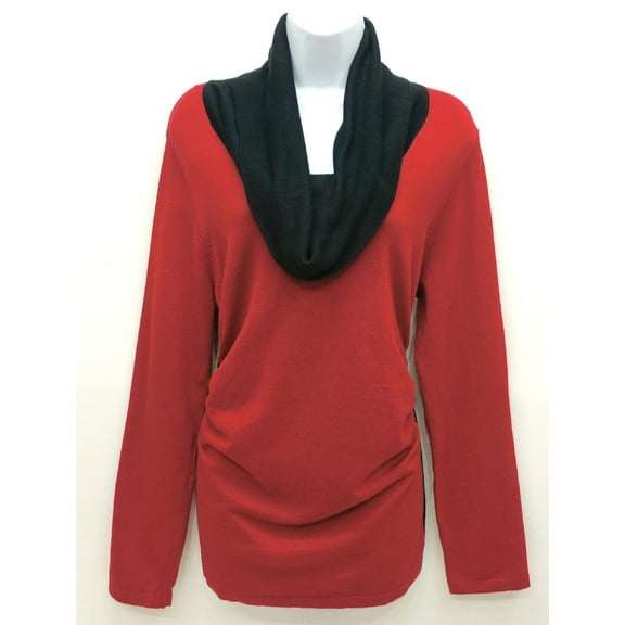 United States Sweaters Red Colorblock Cowl Neck Long Sleeve Top Women's Large