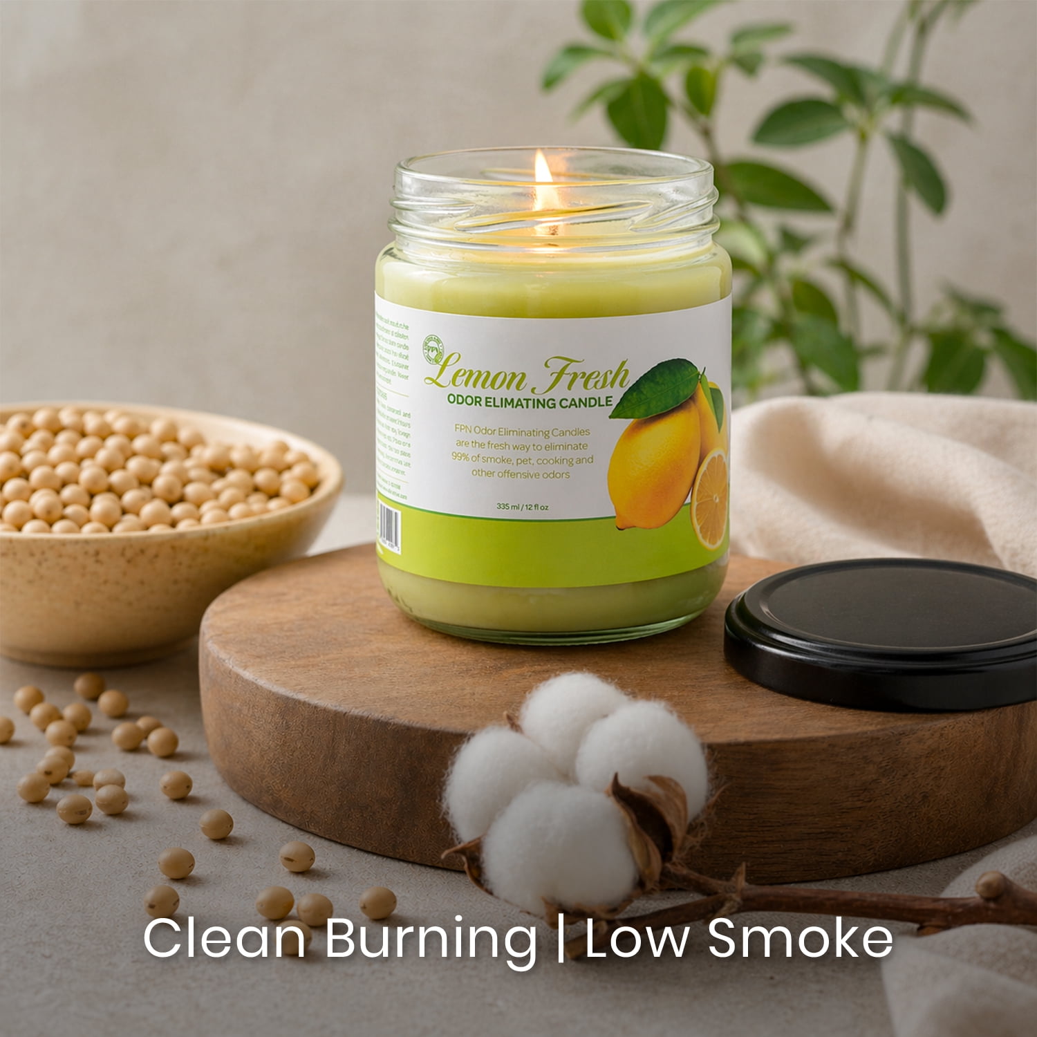 Candle Set Odor Eliminating - Pack of 2 (12oz) Lemon Fresh | 80 to 90-Hour Burn Time | Premium Soy Wax Candles | Neutralizes Pet, Kitchen, & Smoke Odors | Eco-Friendly & Long-Lasting