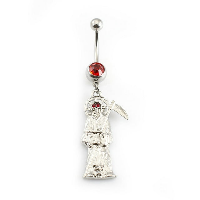 Anneau de Nombril avec Design Suspendu Grim Reaper 14G Acier Chirurgical
