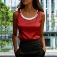 thumbnail image 2 of DHFJKG Women Silk Satin Tank Top Pearl Scoop Neck Summer Blouse Sleeveless Shirt Business Casual Dressy Outfit Vacation Clothes Stylish Tops, 2 of 4