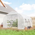thumbnail image 2 of Outsunny 10'x11'x6' Walk-in Tunnel Greenhouse, Galvanized Steel Frame with UV-Resistant PE Cover, Two-Tier Shelves, Mesh Windows & Roll-Up Door, White Outdoor Garden Hot House, 2 of 8