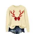 thumbnail image 4 of Ribbed Sweaters for Women Christmas Elk Cardigan Long Sleeve Crew Neck Cardigans Warm Knit Pullover Tops Loose Casual Sweatshirts Basic Winter Outfits, 4 of 8