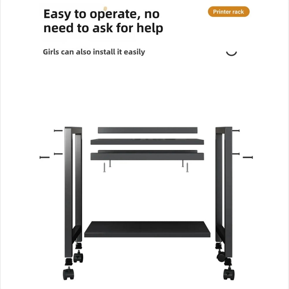 Danolapsi Computer Tower Stand 2 Tier, Adjustable PC Tower Stand CPU Holder Cart with Locking Caster Wheels, Metal Computer Cart