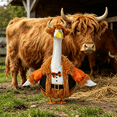 thumbnail image 6 of RUINIXCW Highland Cow Porch Goose Outfit for 23 inch Cement Plastic Garden Holiday Porch Goose Statue Goose Clothes Fall Winter Plush Cow Outfit with Horn Farm Yard Patio Lawn Art Decor (No Goose), 6 of 10