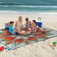thumbnail image 5 of Extra Large Picnic Beach Blanket Waterproof Sand Proof Portable Outdoor Mat Abstract Red Floral Stained Glass 80x118, 5 of 9
