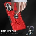 thumbnail image 2 of Phone Case for iPhone 16 Case, iPhone 16 Phone Case Built in 360 Rotating Ring Stand, Luxury Heavy Duty Armor Hard PC Soft TPU Slim Phone Case for iPhone 16 - Red, 2 of 10