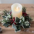 thumbnail image 3 of Christmas Candlestick Wreath Simulated Cherry Pinecone Garland Candle Holder Xmas Wreath Home New Year Party Dining Table Decor, 3 of 5