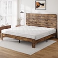thumbnail image 3 of Wooden King Bed Frame with 49.9" Tall Headboard, Rustic Farmhouse Platform Bedframe with Wood Slat Support, No Box Spring Needed, Sturdy and Noise Free, Easy Assembly, Brown, 3 of 10